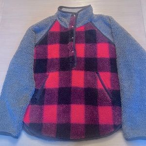Woolrich Buffalo Check Glacier View Fleece Pullover Poncho